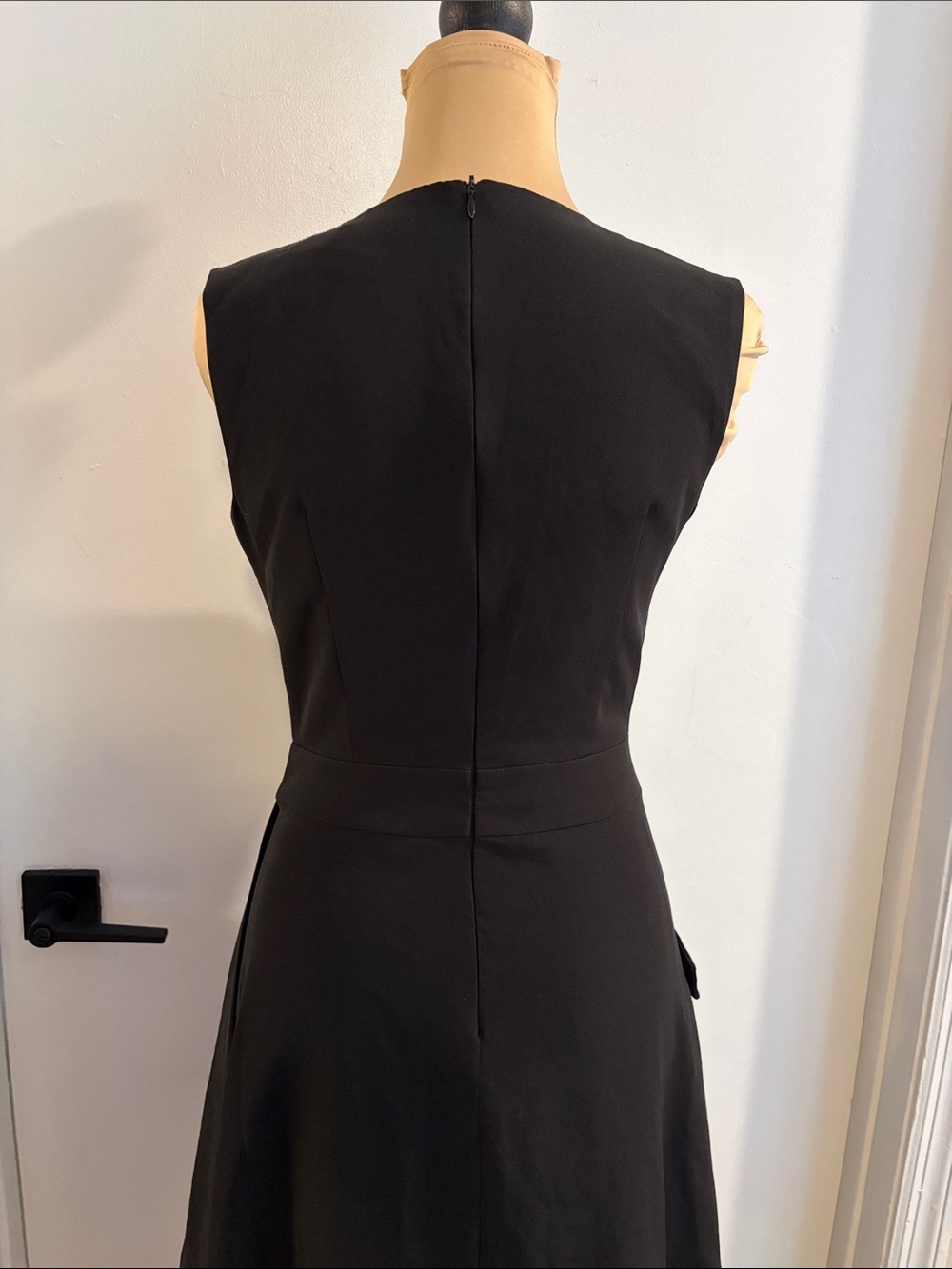 Few Moda black sleeveless dress interesting details at waist unique size small - Picture 8 of 10